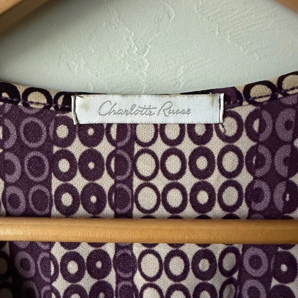 Y2K Women’s Charlotte Russe Purple & Cream Blouse with Belt Preppy Fashion - Picture 3 of 5